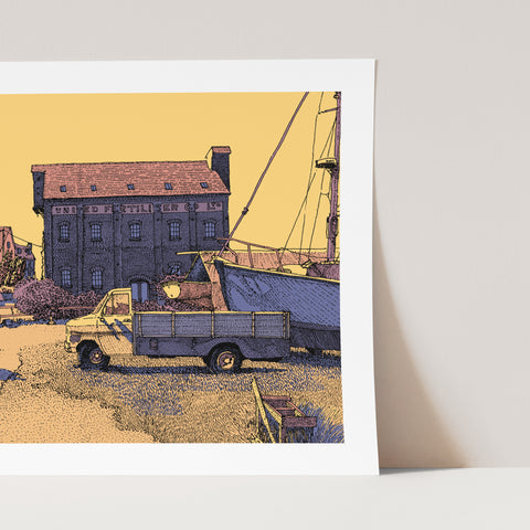 Faversham Quay Colour Art Print (A4)