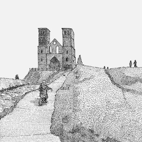 Montone A5 Pen & Ink Postcard, Reculver