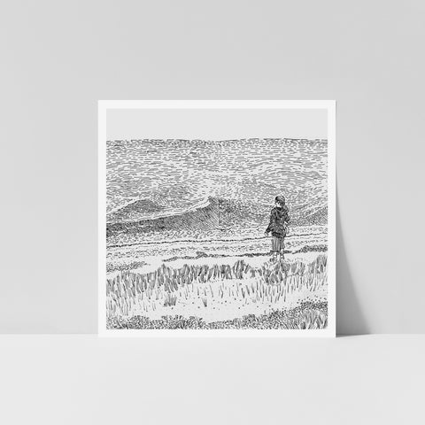 Seasalter By The Sea Black & White Art Print