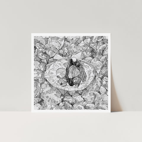 Seasalter Beach Black & White Art Print