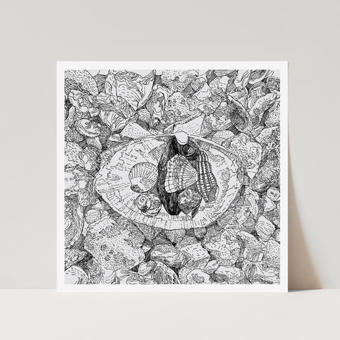 Seasalter Beach Black & White Art Print