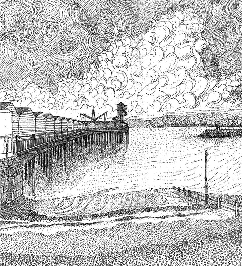 Herne Bay Monotone Post Card, Pen & Ink Artwork